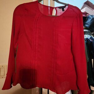 Banana Republic Red Long Bell Sleeve Blouse XS